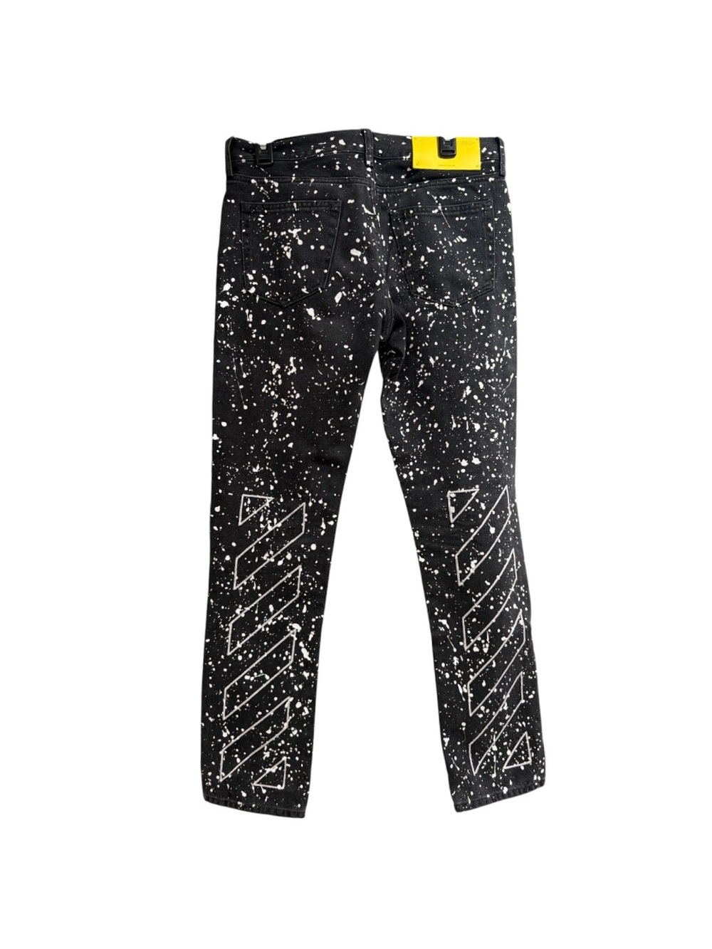 OFF-WHITE c/o Virgil Abloh Diagonal Paint Splatter Jeans Sz 31 Black 2022 - Picture 4 of 9